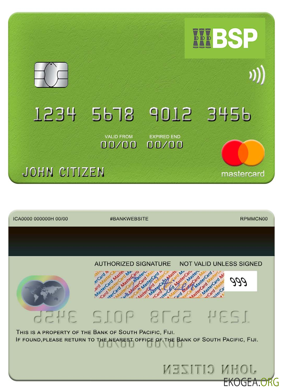 Mastercard de la Banque Fidji du Pacifique Sud